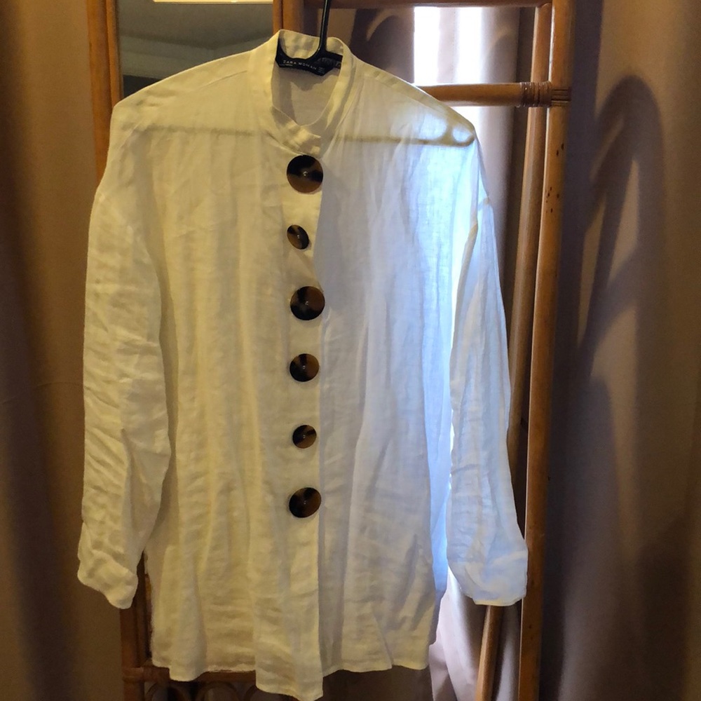 Zara white linen tunic